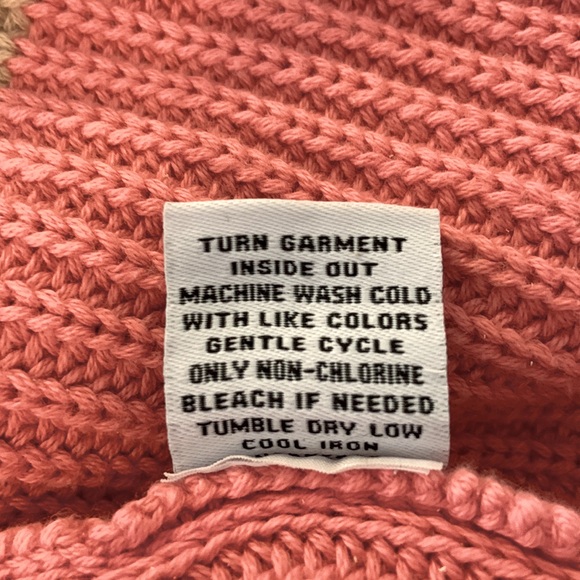 525, tan and pink 100%cotton XS cropped knit sweater - Picture 7 of 11